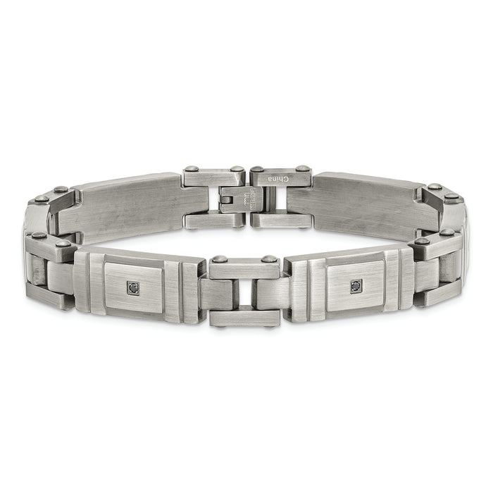 Chisel Brand Jewelry, Stainless Steel Antiqued Brushed CZ Men's Bracelet