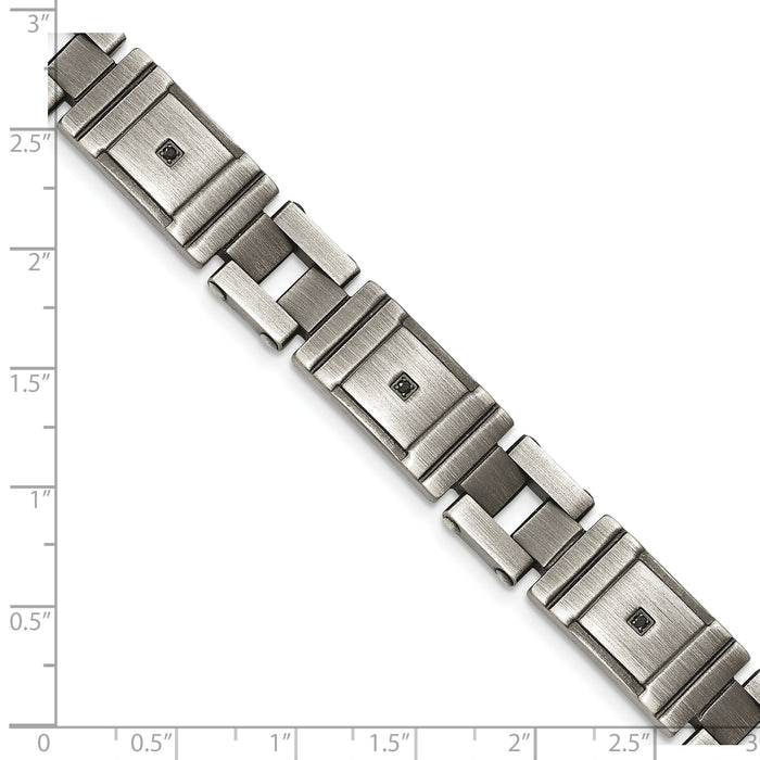 Chisel Brand Jewelry, Stainless Steel Antiqued Brushed CZ Men's Bracelet