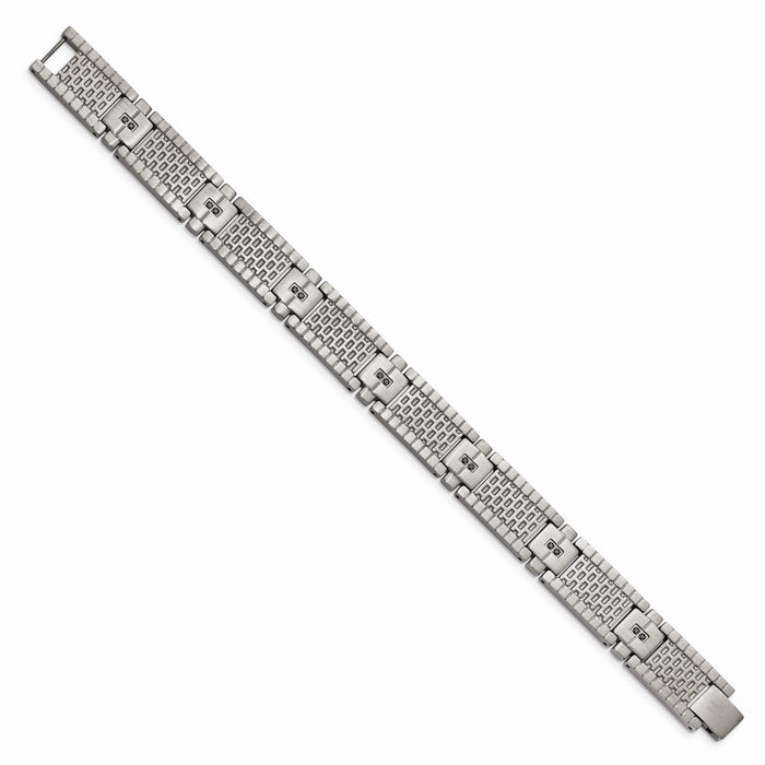 Chisel Brand Jewelry, Stainless Steel Antiqued Brushed CZ Men's Bracelet