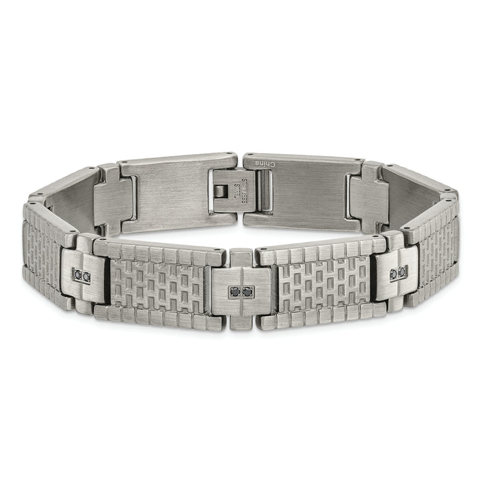 Chisel Brand Jewelry, Stainless Steel Antiqued Brushed CZ Men's Bracelet