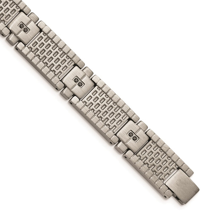 Chisel Brand Jewelry, Stainless Steel Antiqued Brushed CZ Men's Bracelet