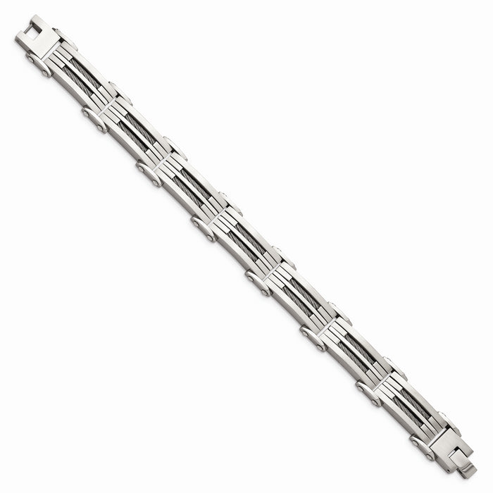 Chisel Brand Jewelry, Stainless Steel Brushed and Polished Wire Men's Bracelet