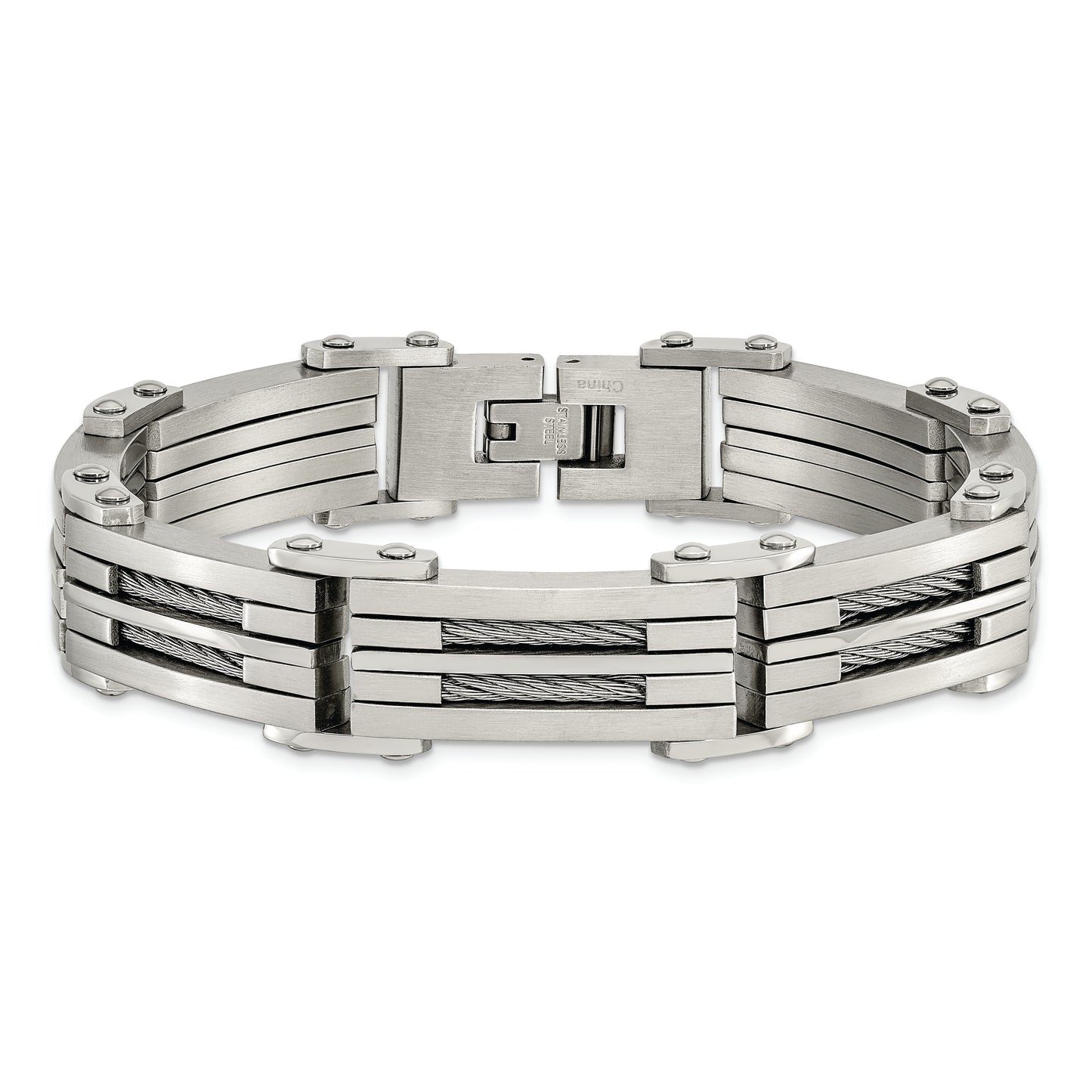 Chisel Brand Jewelry, Stainless Steel Brushed and Polished Wire Men's Bracelet