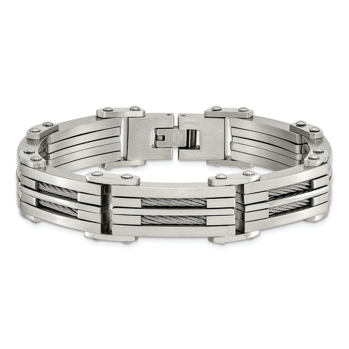 Chisel Brand Jewelry, Stainless Steel Brushed and Polished Wire Men's Bracelet