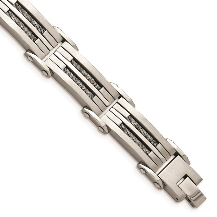 Chisel Brand Jewelry, Stainless Steel Brushed and Polished Wire Men's Bracelet