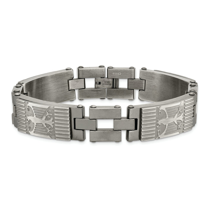 Chisel Brand Jewelry, Stainless Steel Antiqued Polished and Brushed Men's Bracelet