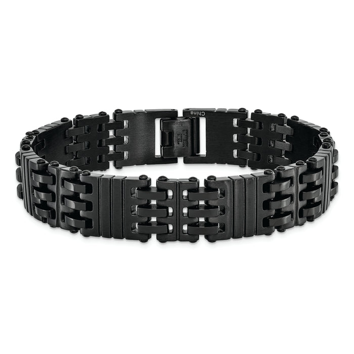 Chisel Brand Jewelry, Stainless Steel Brushed and Polished Black IP-plated Men's Bracelet