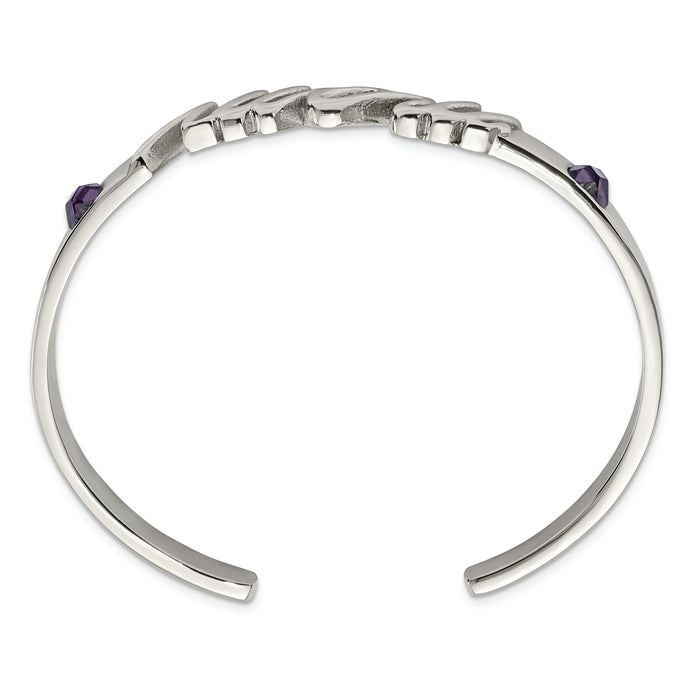 Chisel Brand Jewelry, Stainless Steel Polished CZ Mom Bangle