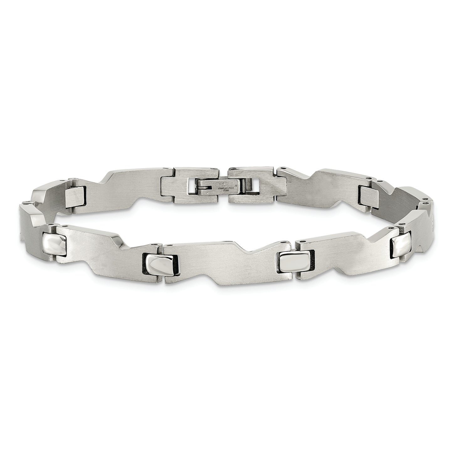 Chisel Brand Jewelry, Stainless Steel Brushed and Polished 8in Bracelet