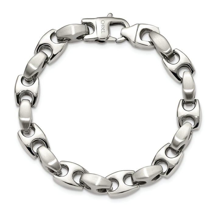 Chisel Brand Jewelry, Stainless Steel Brushed and Polished 8.25in Men's Bracelet