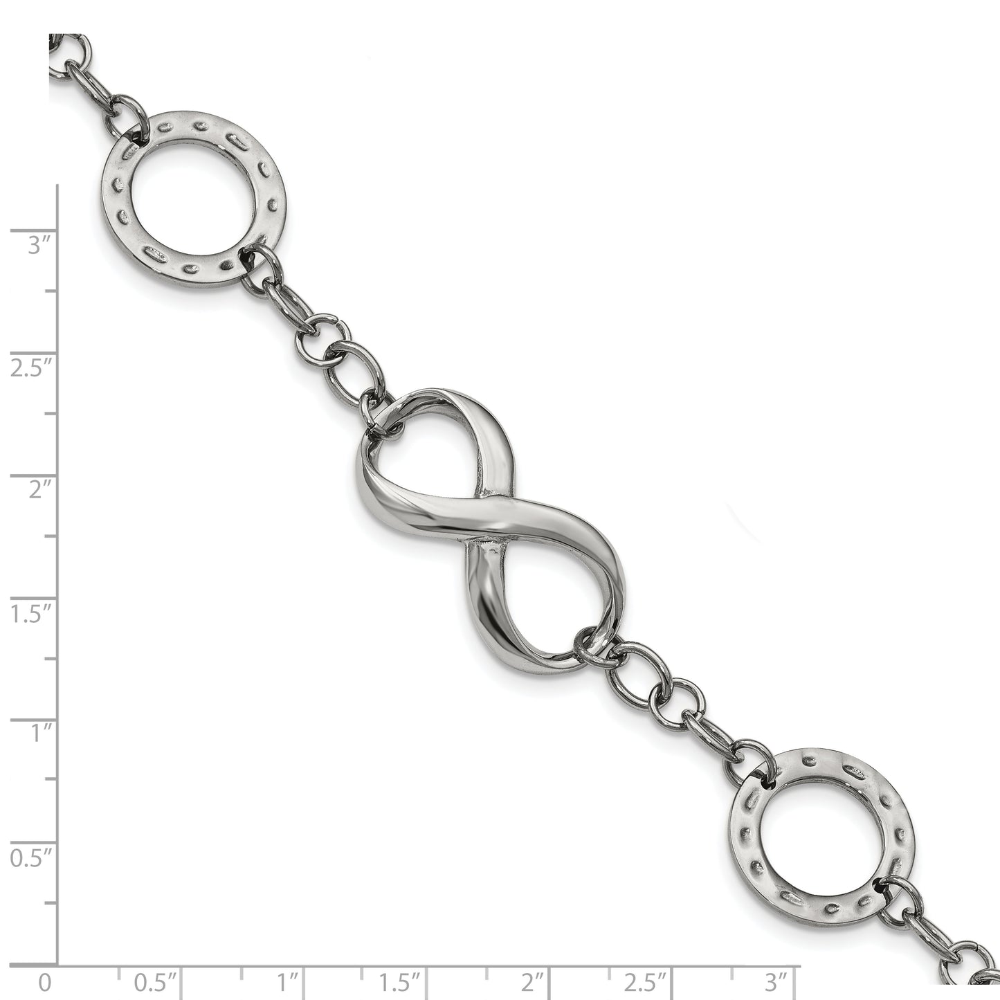 Chisel Brand Jewelry, Stainless Steel Nautical Polished Infinity Symbol and Anchor 7in. Bracelet