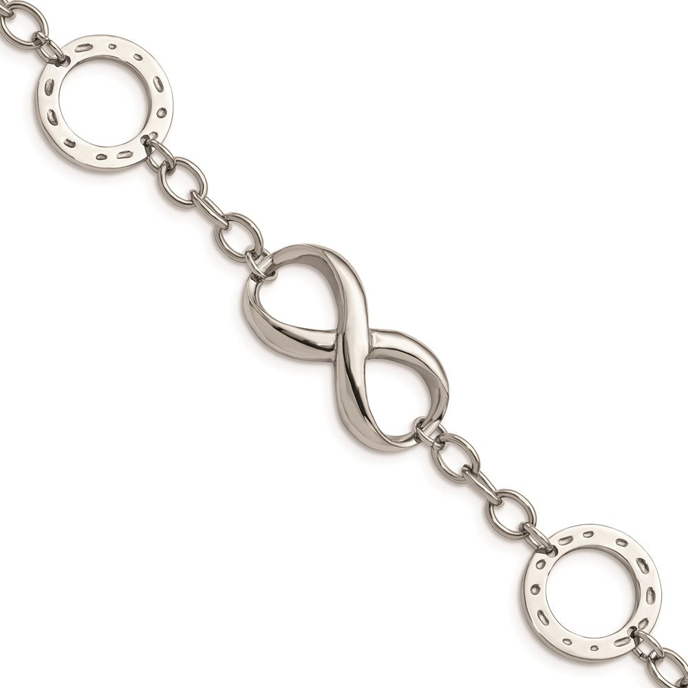 Chisel Brand Jewelry, Stainless Steel Nautical Polished Infinity Symbol and Anchor 7in. Bracelet