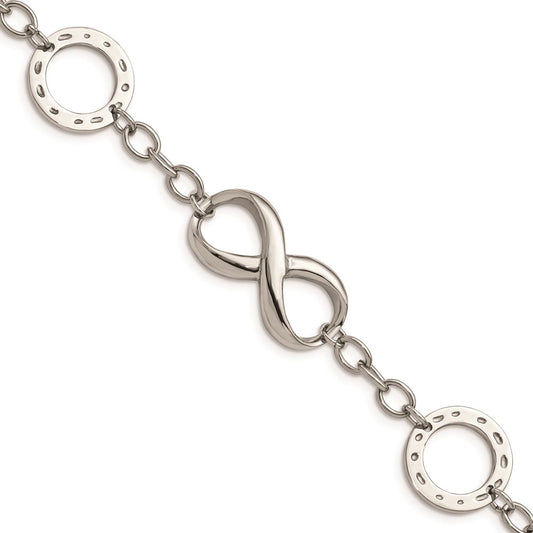 Chisel Brand Jewelry, Stainless Steel Nautical Polished Infinity Symbol and Anchor 7in. Bracelet