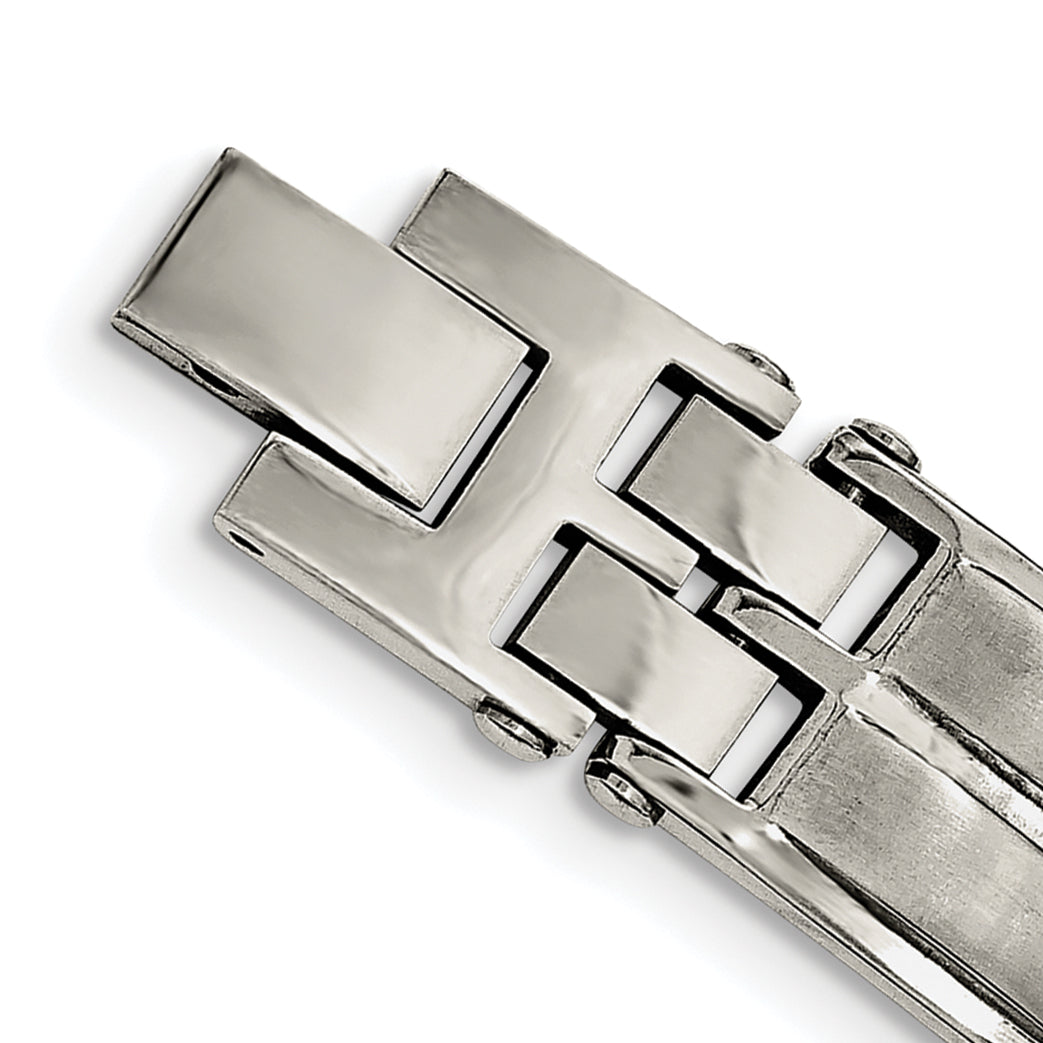 Chisel Brand Jewelry, Stainless Steel Satin & Polished with Black CZ Link Men's Bracelet