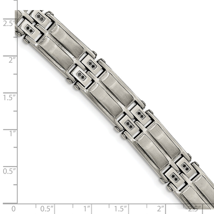 Chisel Brand Jewelry, Stainless Steel Satin & Polished with Black CZ Link Men's Bracelet