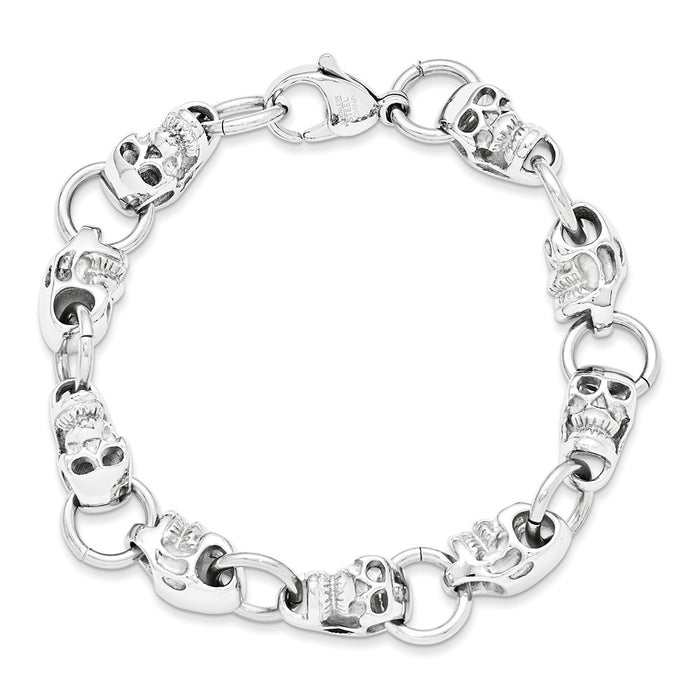 Chisel Brand Jewelry, Stainless Steel Polished Skull Men's Bracelet