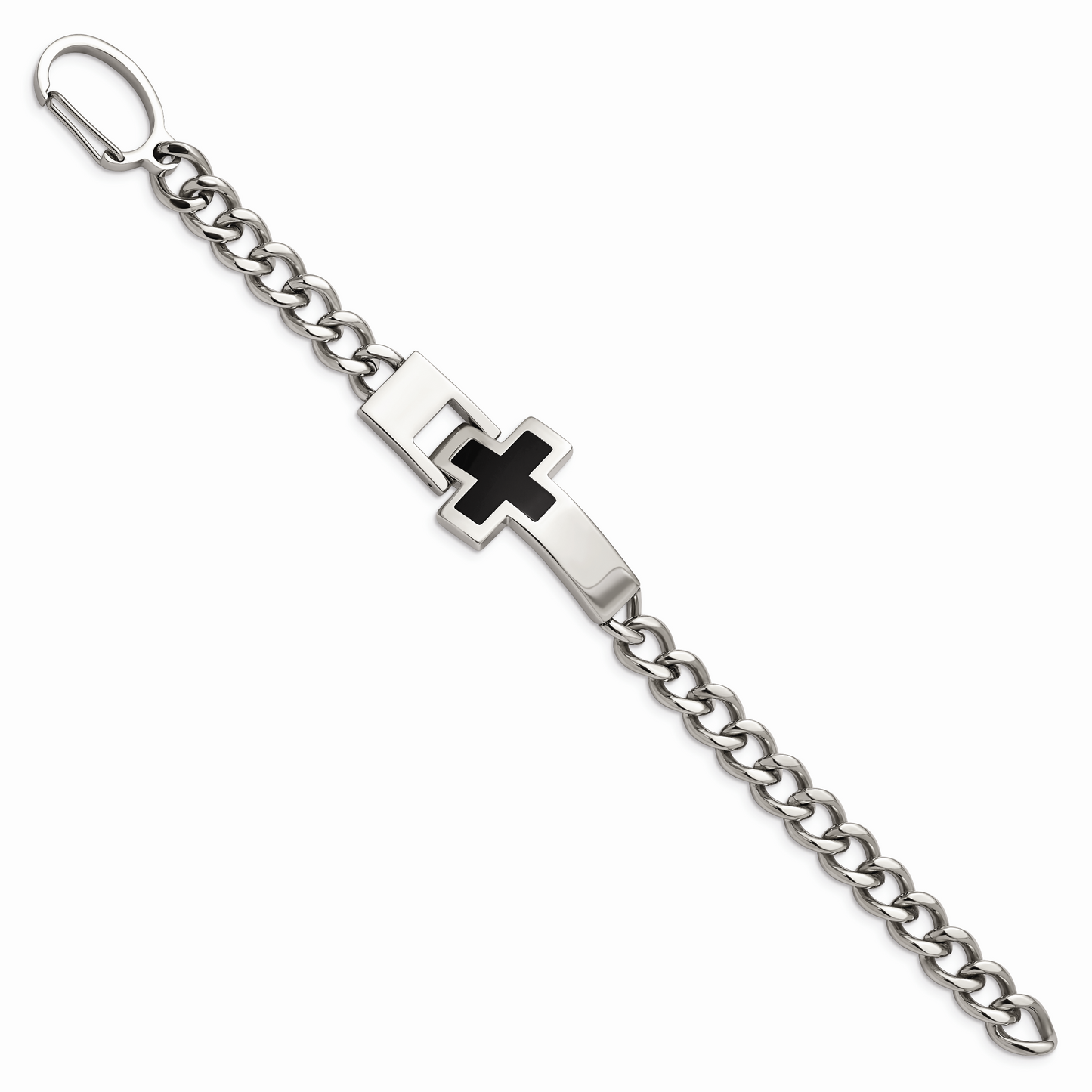 Chisel Brand Jewelry, Stainless Steel Enameled Cross 9.25in Bracelet