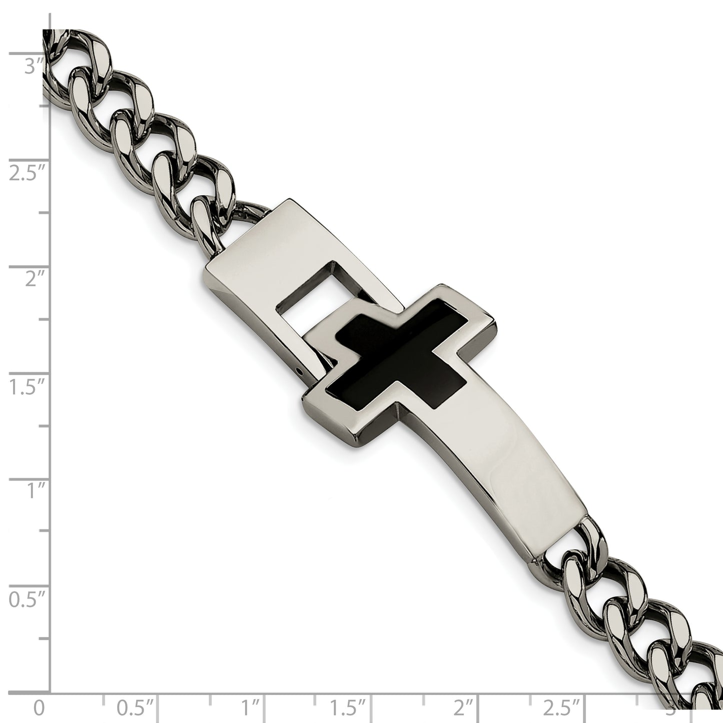 Chisel Brand Jewelry, Stainless Steel Enameled Cross 9.25in Bracelet