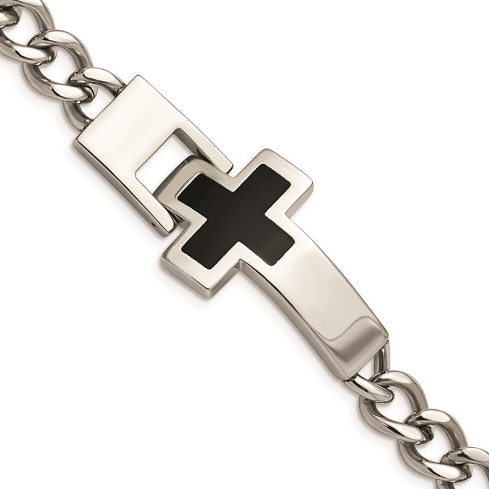 Chisel Brand Jewelry, Stainless Steel Enameled Cross 9.25in Bracelet