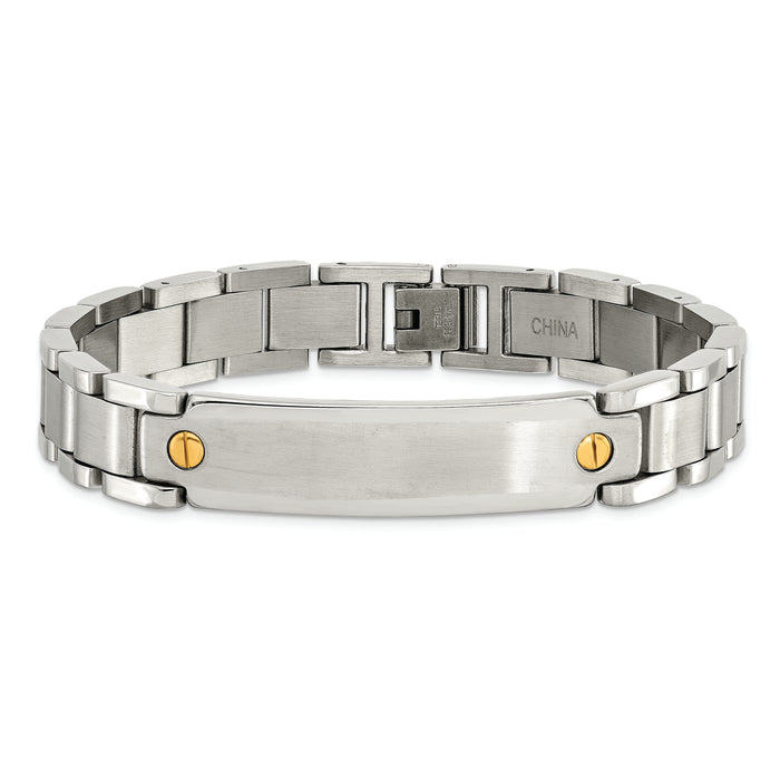 Chisel Brand Jewelry, Stainless Steel Polished & Brushed ID Yellow IP-plated Men's Bracelet