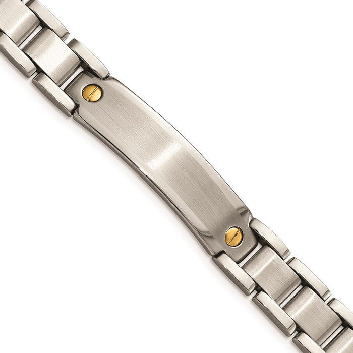 Chisel Brand Jewelry, Stainless Steel Polished & Brushed ID Yellow IP-plated Men's Bracelet