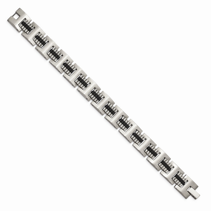 Chisel Brand Jewelry, Stainless Steel Brushed and Polished Black IP-plated 8.75in Men's Bracelet