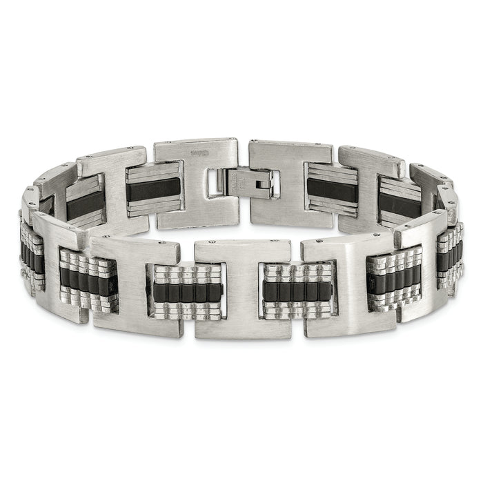 Chisel Brand Jewelry, Stainless Steel Brushed and Polished Black IP-plated 8.75in Men's Bracelet