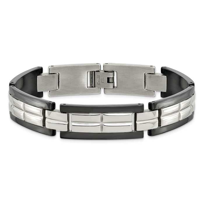 Chisel Brand Jewelry, Stainless Steel Polished Black IP-plated 8.5 in. Men's Bracelet