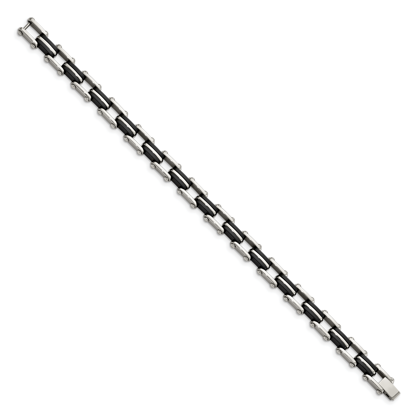 Chisel Brand Jewelry, Stainless Steel Black Rubber 8.75in Men's Bracelet