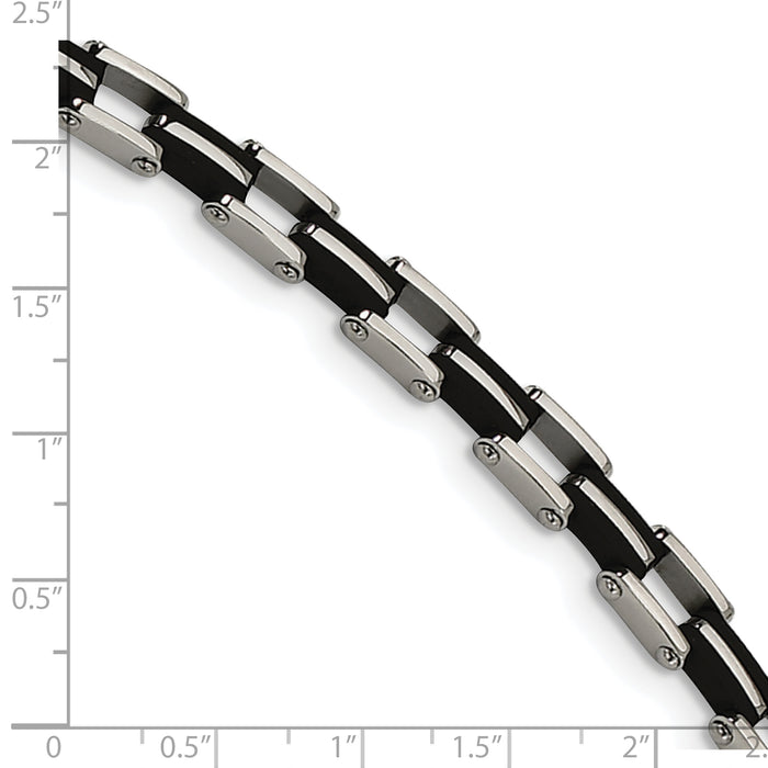 Chisel Brand Jewelry, Stainless Steel Black Rubber 8.75in Men's Bracelet