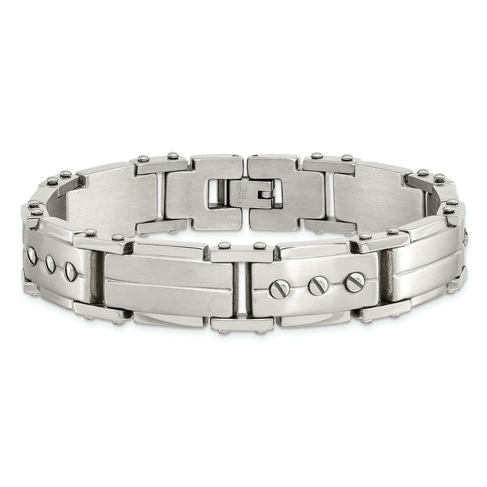 Chisel Brand Jewelry, Stainless Steel Brushed and Polished 8.5in Men's Bracelet