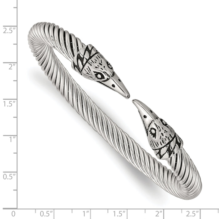 Chisel Brand Jewelry, Stainless Steel Antiqued and Polished Eagle Cuff Bangle