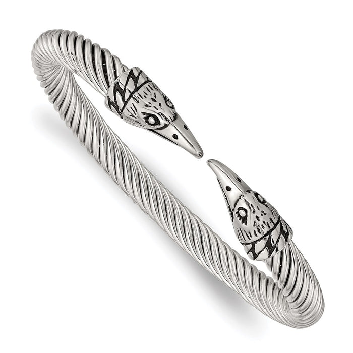 Chisel Brand Jewelry, Stainless Steel Antiqued and Polished Eagle Cuff Bangle