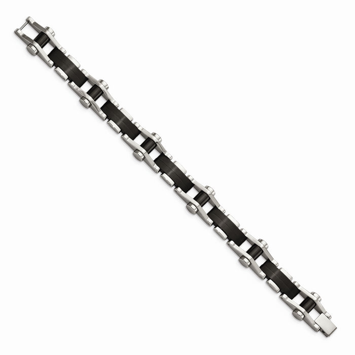 Chisel Brand Jewelry, Stainless Steel Polished Black IP-plated 8 inch Men's Bracelet