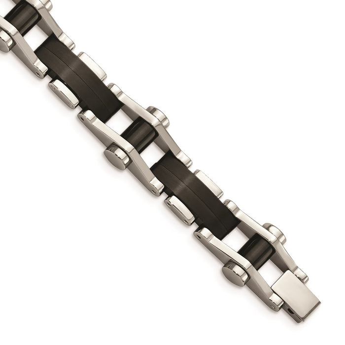 Chisel Brand Jewelry, Stainless Steel Polished Black IP-plated 8 inch Men's Bracelet