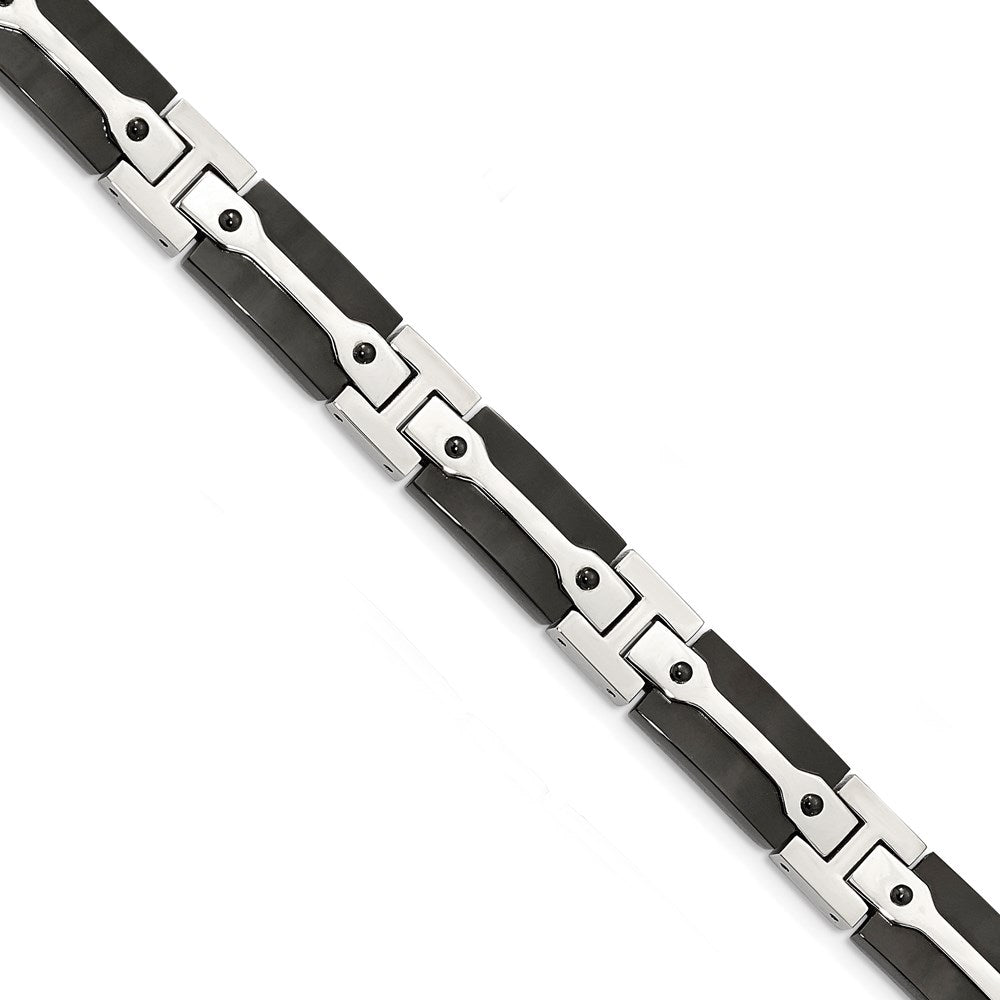 Chisel Brand Jewelry, Stainless Steel Polished Black IP-plated 9 inch Men's Bracelet