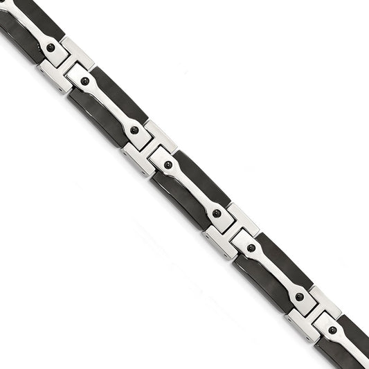 Chisel Brand Jewelry, Stainless Steel Polished Black IP-plated 9 inch Men's Bracelet