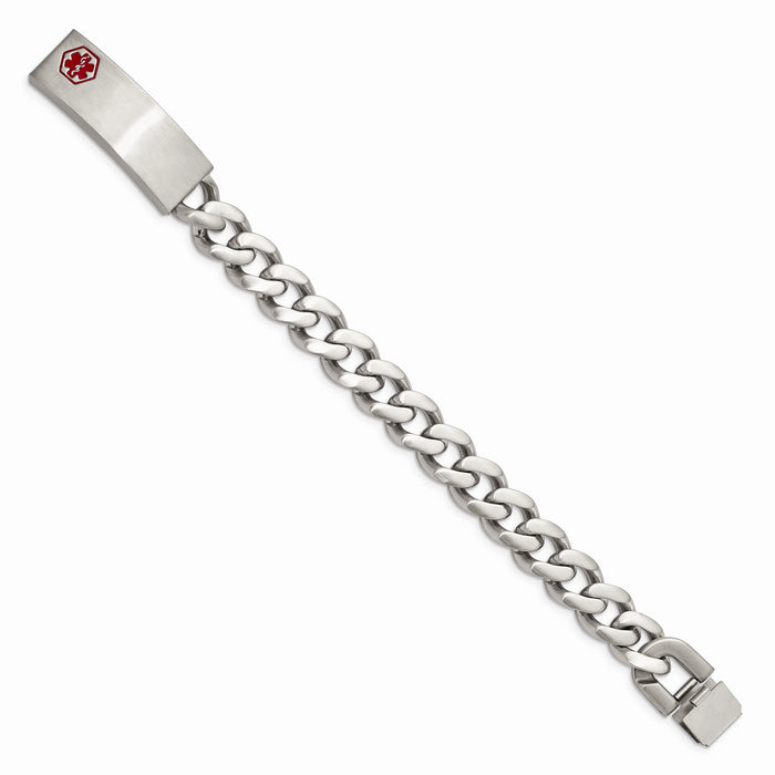 Chisel Brand Jewelry, Stainless Steel Brushed Enameled 8 inch Medical ID Bracelet