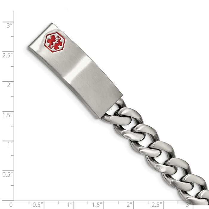 Chisel Brand Jewelry, Stainless Steel Brushed Enameled 8 inch Medical ID Bracelet