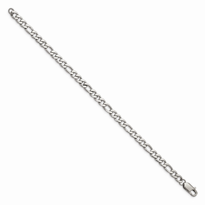 Chisel Brand Jewelry, Stainless Steel Polished Figaro 9 inch Men's Bracelet