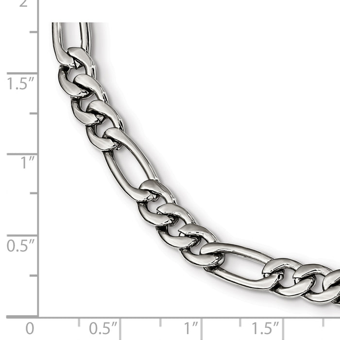 Chisel Brand Jewelry, Stainless Steel Polished Figaro 9 inch Men's Bracelet