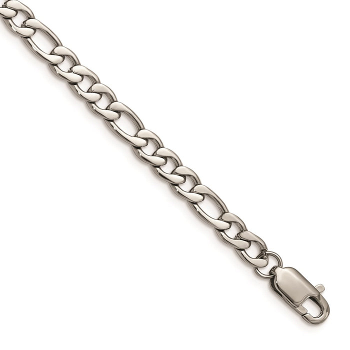 Chisel Brand Jewelry, Stainless Steel Polished Figaro 9 inch Men's Bracelet