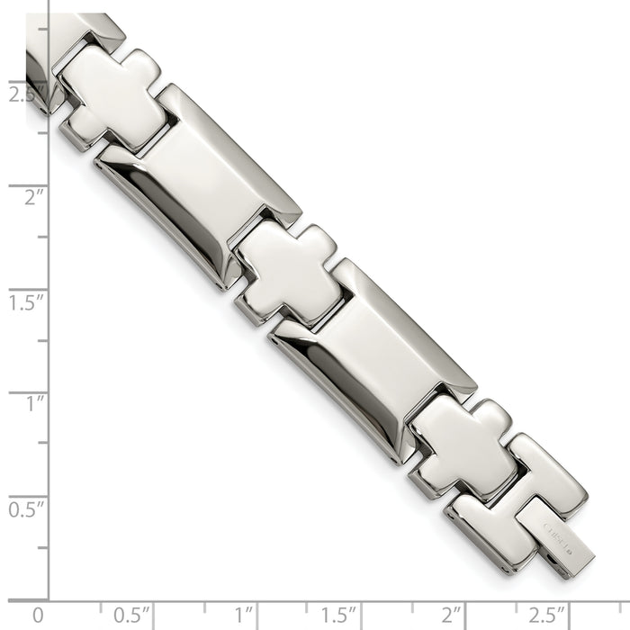 Chisel Brand Jewelry, Stainless Steel Polished 8.5in Link Men's Bracelet