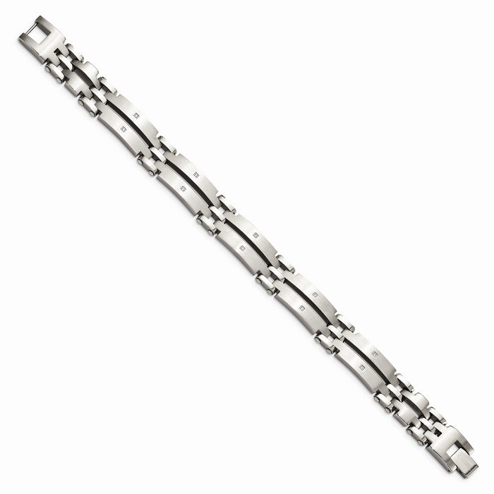 Chisel Brand Jewelry, Stainless Steel Brushed/Polished CZ Link Men's Bracelet