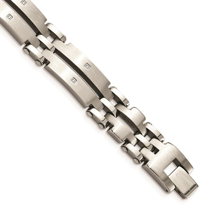 Chisel Brand Jewelry, Stainless Steel Brushed/Polished CZ Link Men's Bracelet