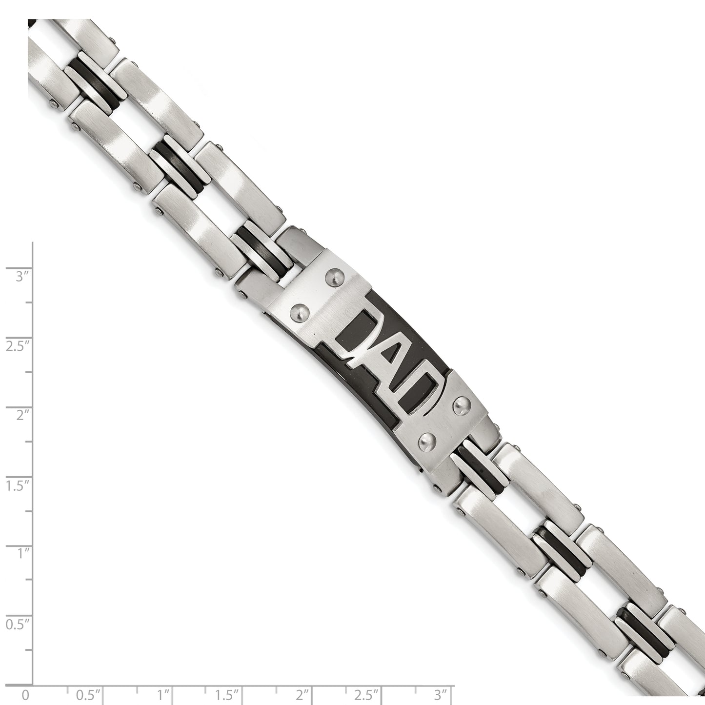 Chisel Brand Jewelry, Stainless Steel Brushed and Polished Black IP-plated DAD 9in Men's Bracelet