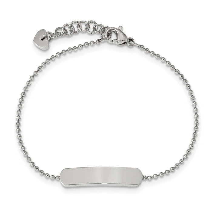 Chisel Brand Jewelry, Stainless Steel Polished 7 inch with 1 inch ext. ID Bracelet