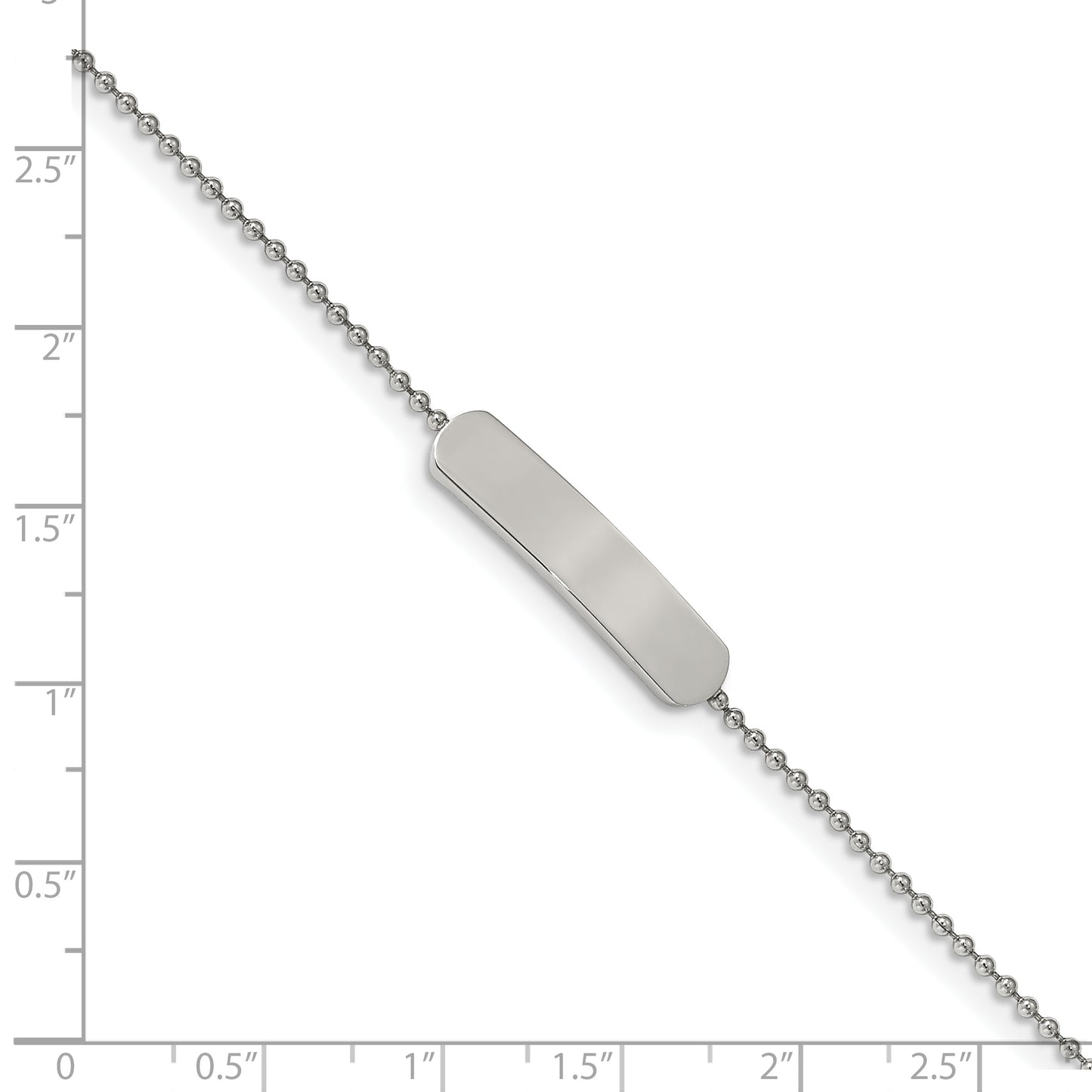 Chisel Brand Jewelry, Stainless Steel Polished 7 inch with 1 inch ext. ID Bracelet
