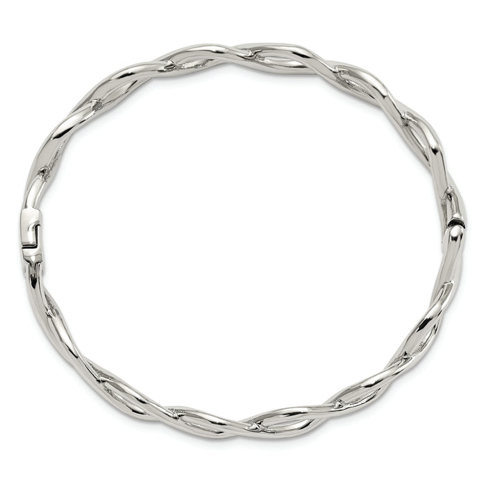 Chisel Brand Jewelry, Stainless Steel Polished Criss Cross Hinged Bangle