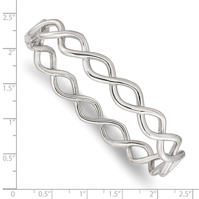 Chisel Brand Jewelry, Stainless Steel Polished Criss Cross Hinged Bangle
